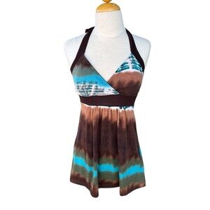 VTG Tie Dye Halter Babydoll Top 90s Y2K Flowy Fairy Whimsy Festival Small GUC